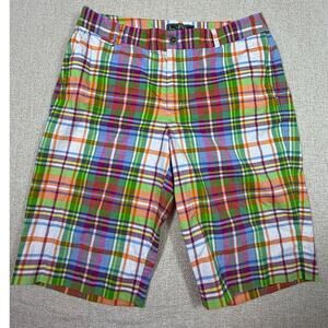 Lauren Ralph Lauren Women 6 Orange/Green Plaid Preppy Resort Casual Shorts